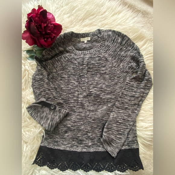 Democracy Sweater with Lace Faux Suede Detail - Picture 1 of 2